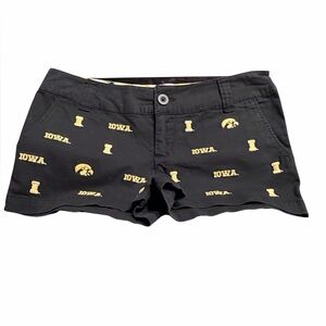 Black High-Waist Women's Shorts with Yellow Iowa Print
